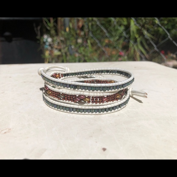 Three Wrap Leather Bracelet Handmade - Picture 2 of 6